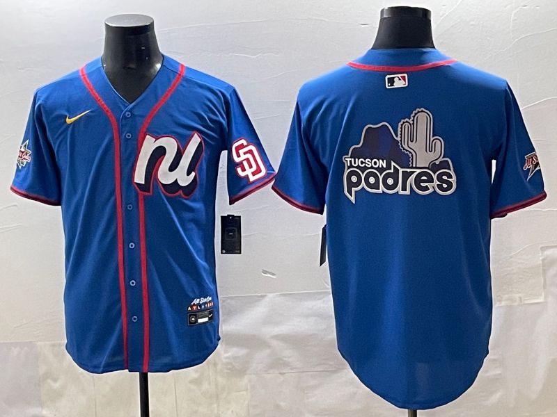 Men 2025 San Diego Padres Blank Blue All star Blank Blue Nike MLB Jersey style 3